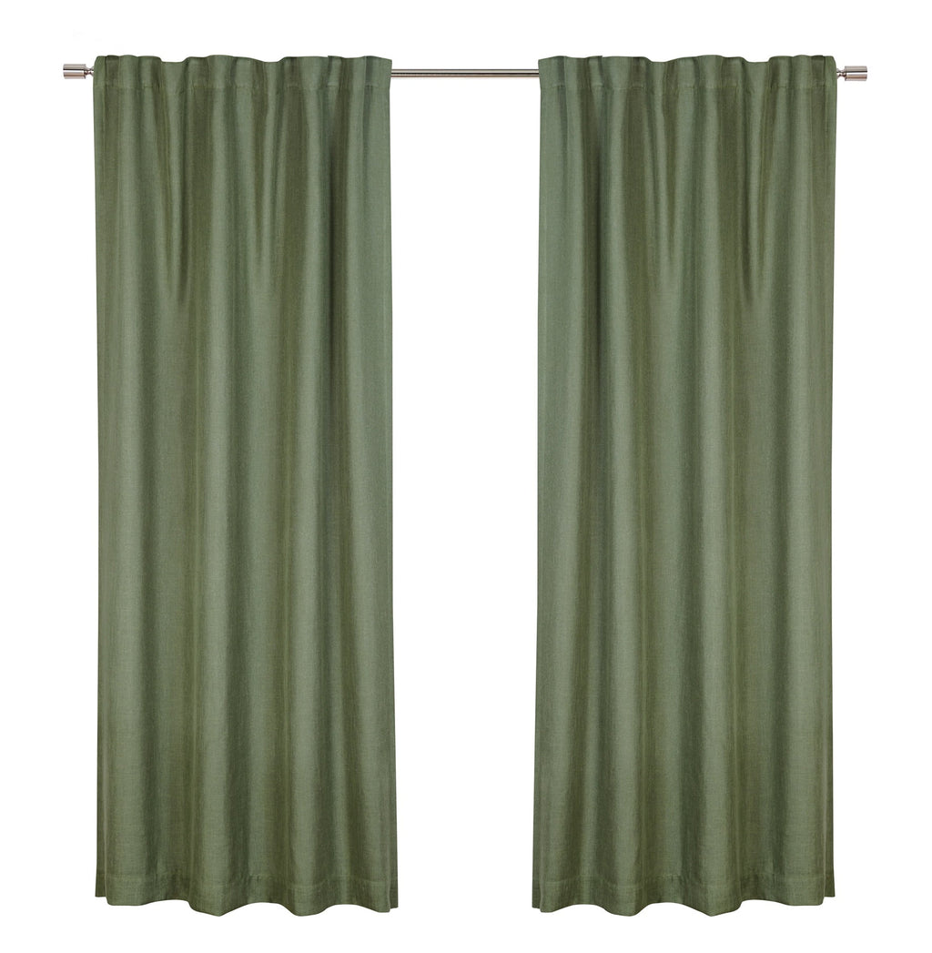 Better Homes & Gardens 100% Blackout Linen Blend Single Curtain, 50x84, Dark Cilantro