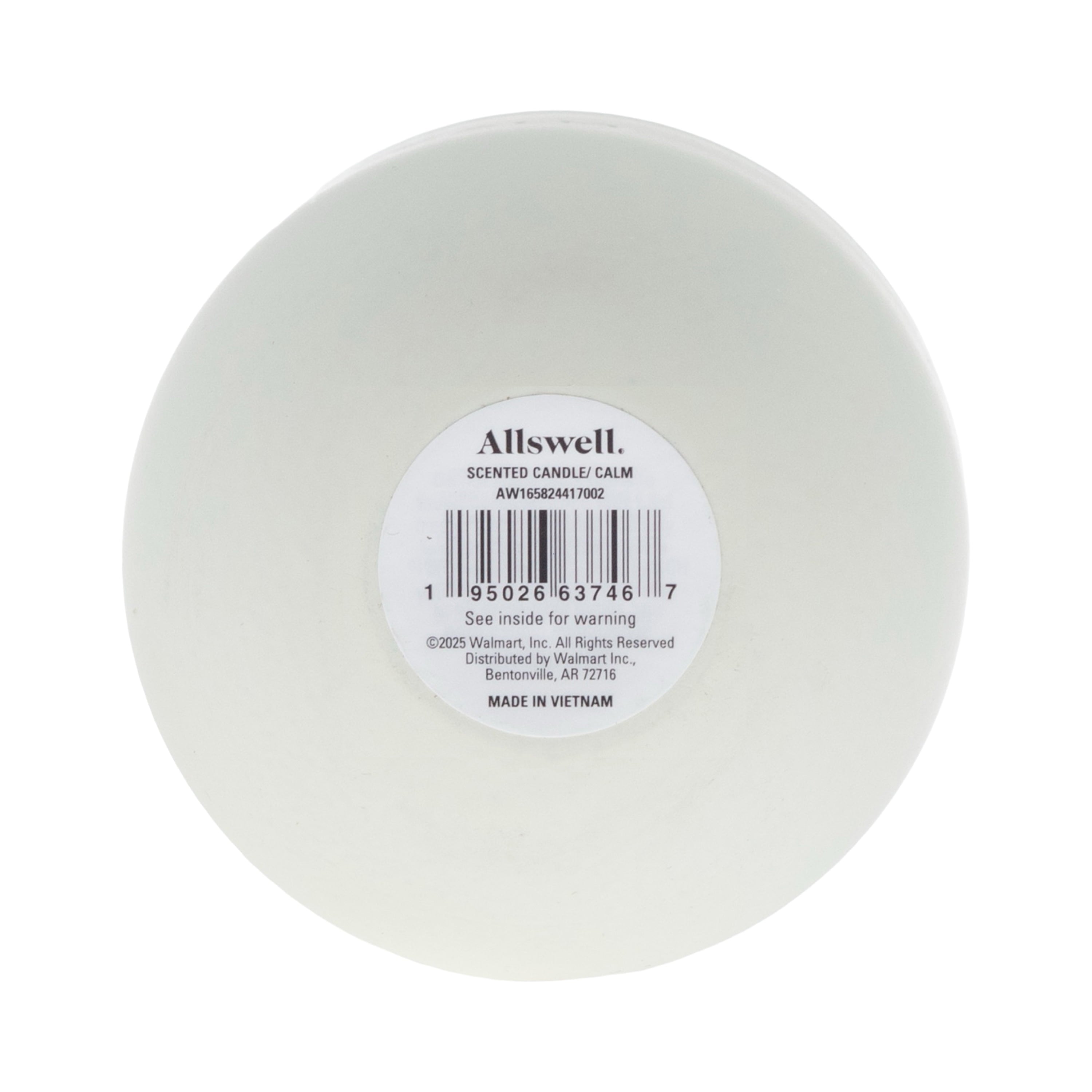 Allswell Calm Scented Ceramic Jar Spa Candle 10 oz., Coconut & Citrus & Amber, White