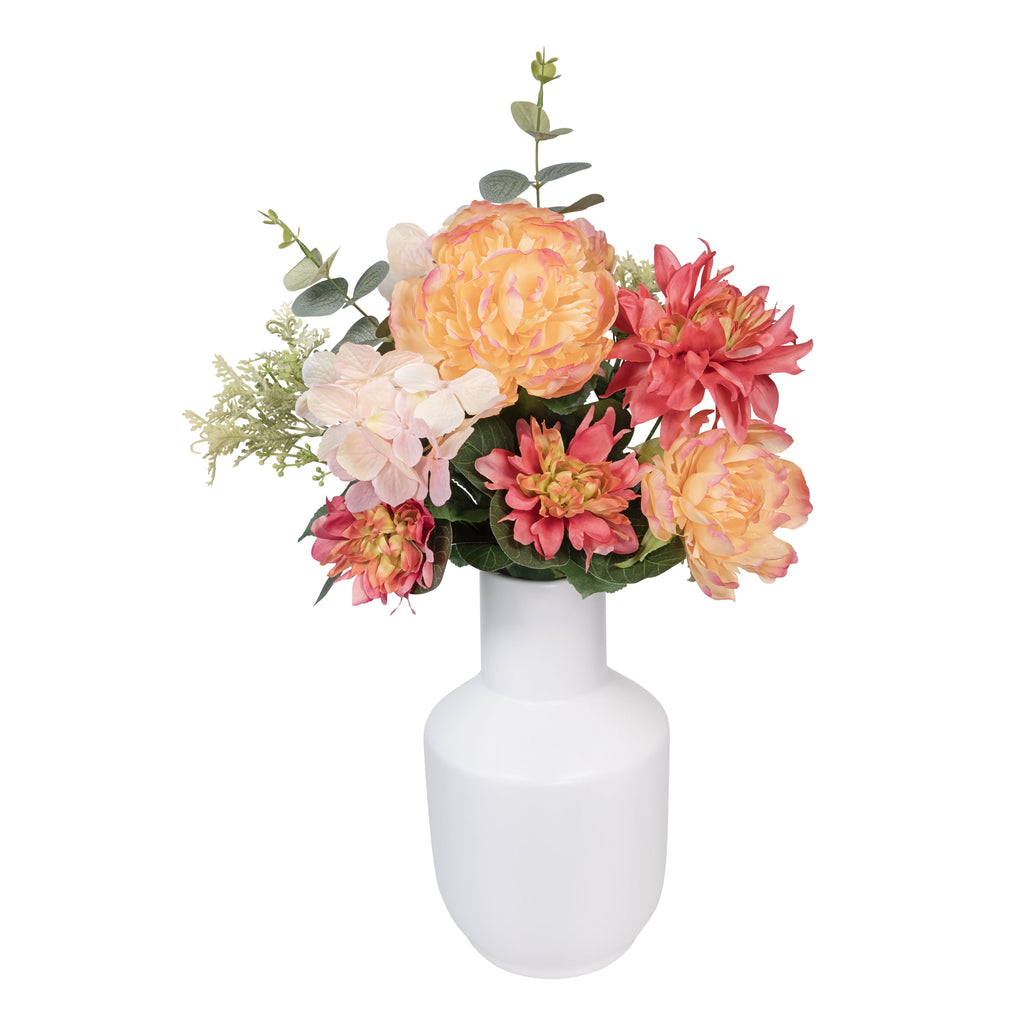 23-inch Artificial Silk Peach Peony & Dahlia Mixed Flower Bouquet, for Indoor Use, by Mainstays