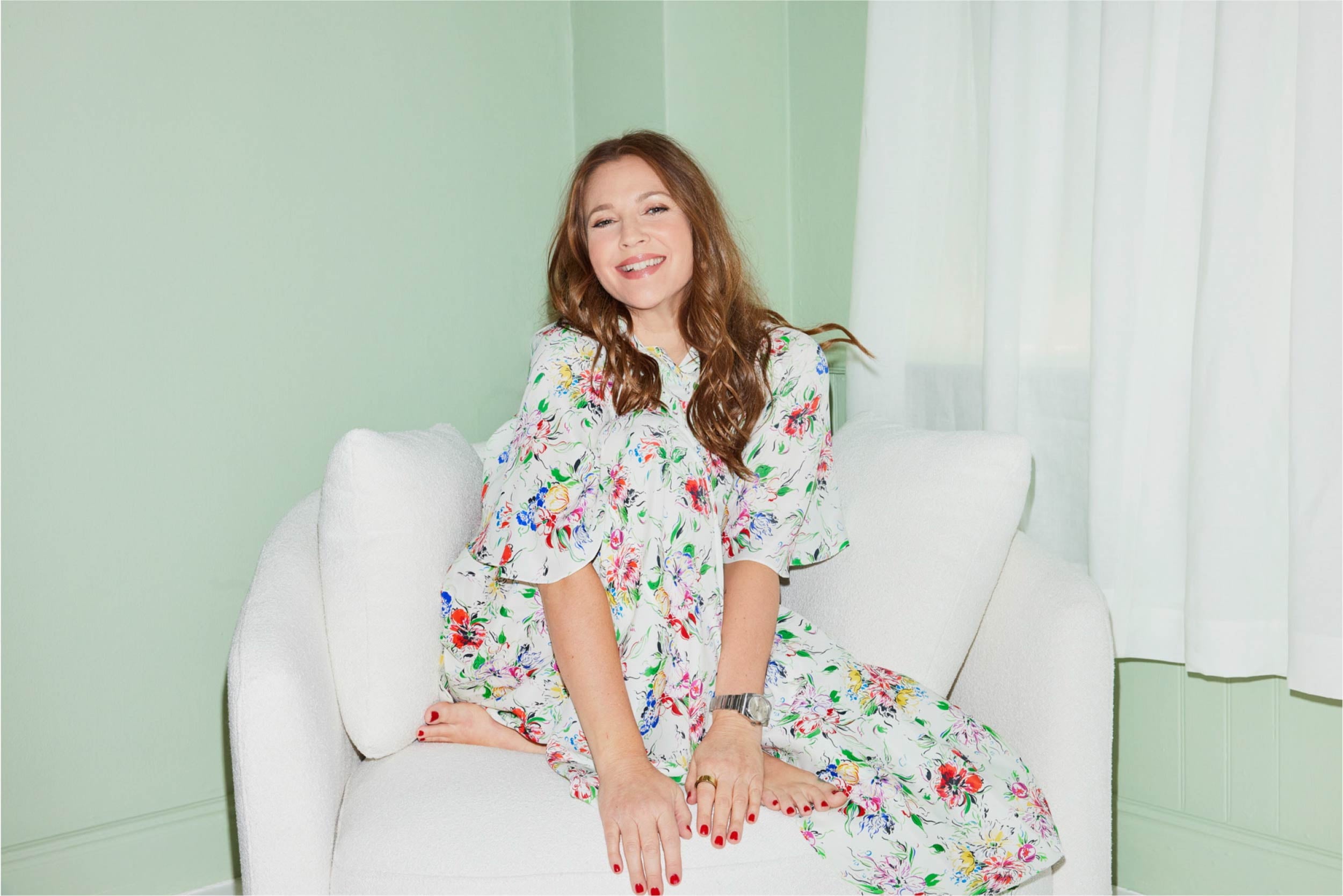 Beautiful Contemporary Sage Green Ribbed Glass Lidded Decorative Jar by Drew Barrymore, 4.02" L x 4.84" H