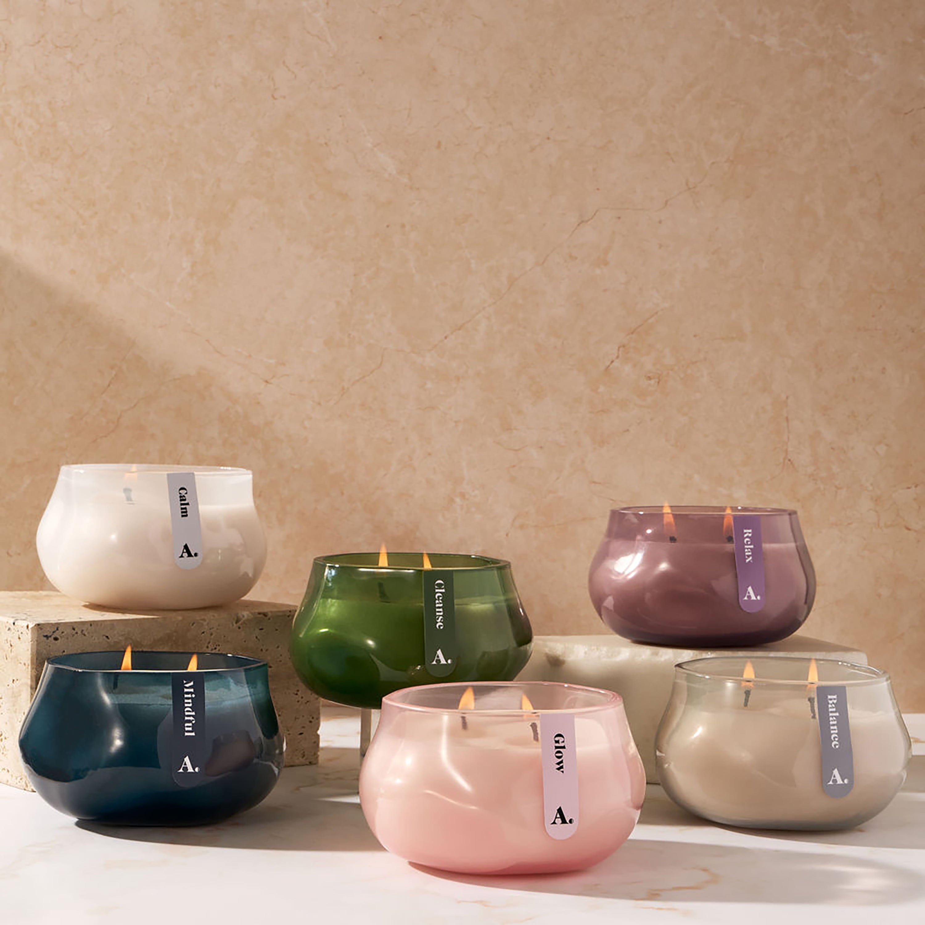 Allswell Glow (Vanilla + Pear + Coconut) Scented 1-Wick Organic Blown Jar Spa Candle 8oz.