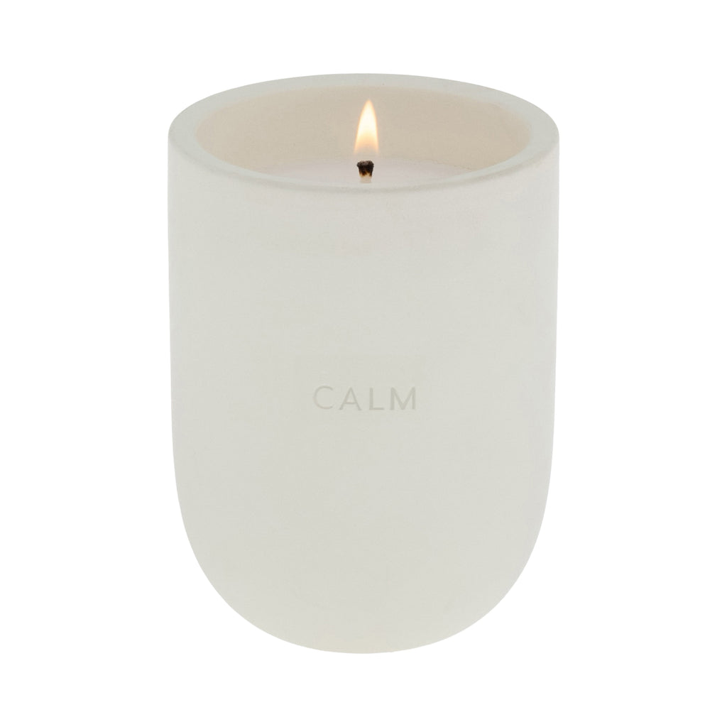 Allswell Calm Scented Ceramic Jar Spa Candle 10 oz., Coconut & Citrus & Amber, White