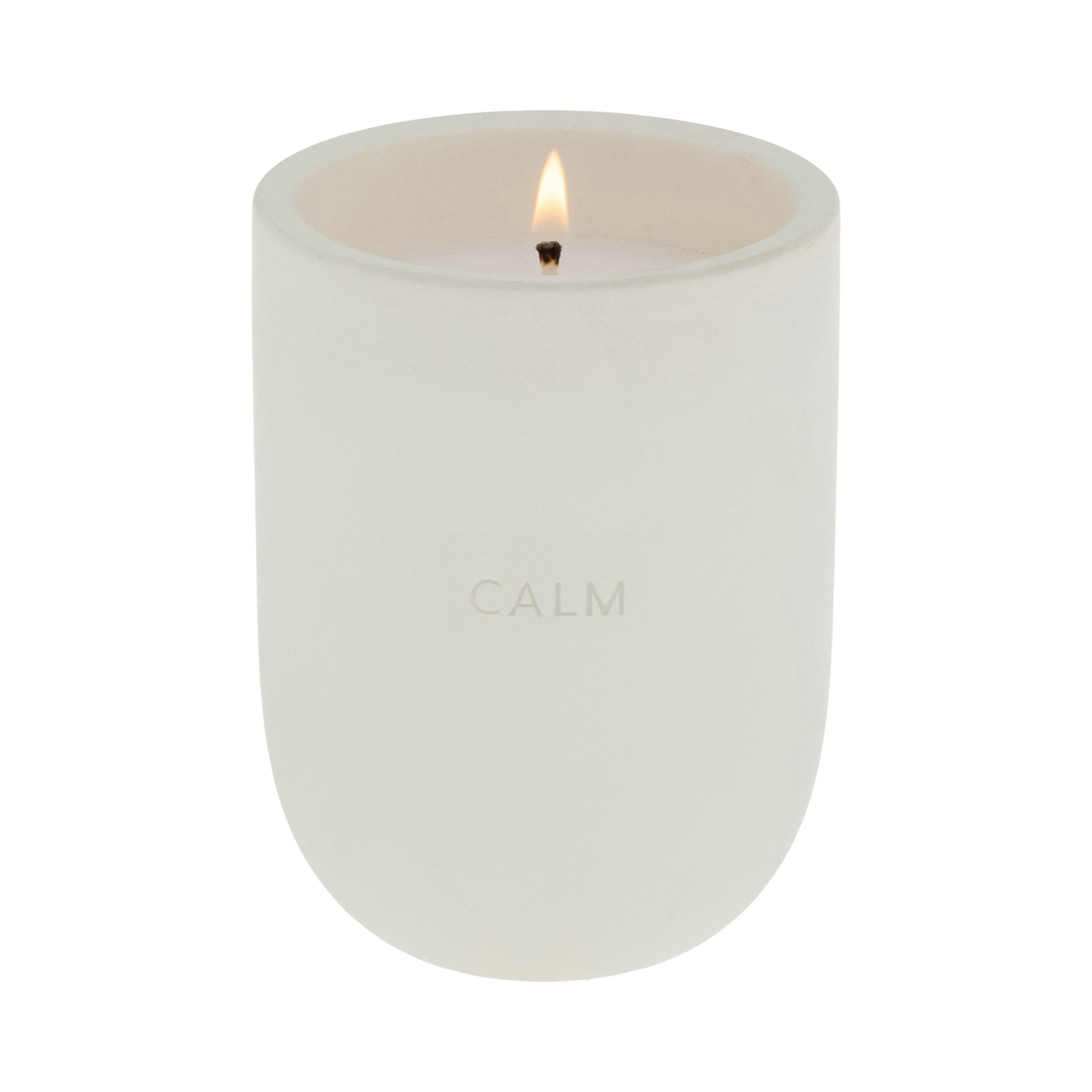 Allswell Calm Scented Ceramic Jar Spa Candle 10 oz., Coconut & Citrus & Amber, White