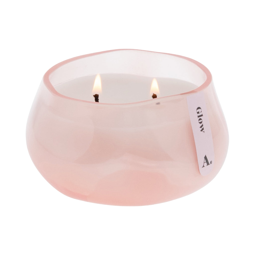 Allswell Glow (Vanilla + Pear + Coconut) Scented 1-Wick Organic Blown Jar Spa Candle 8oz.