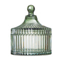 Beautiful Contemporary Sage Green Ribbed Glass Lidded Decorative Jar by Drew Barrymore, 4.02" L x 4.84" H