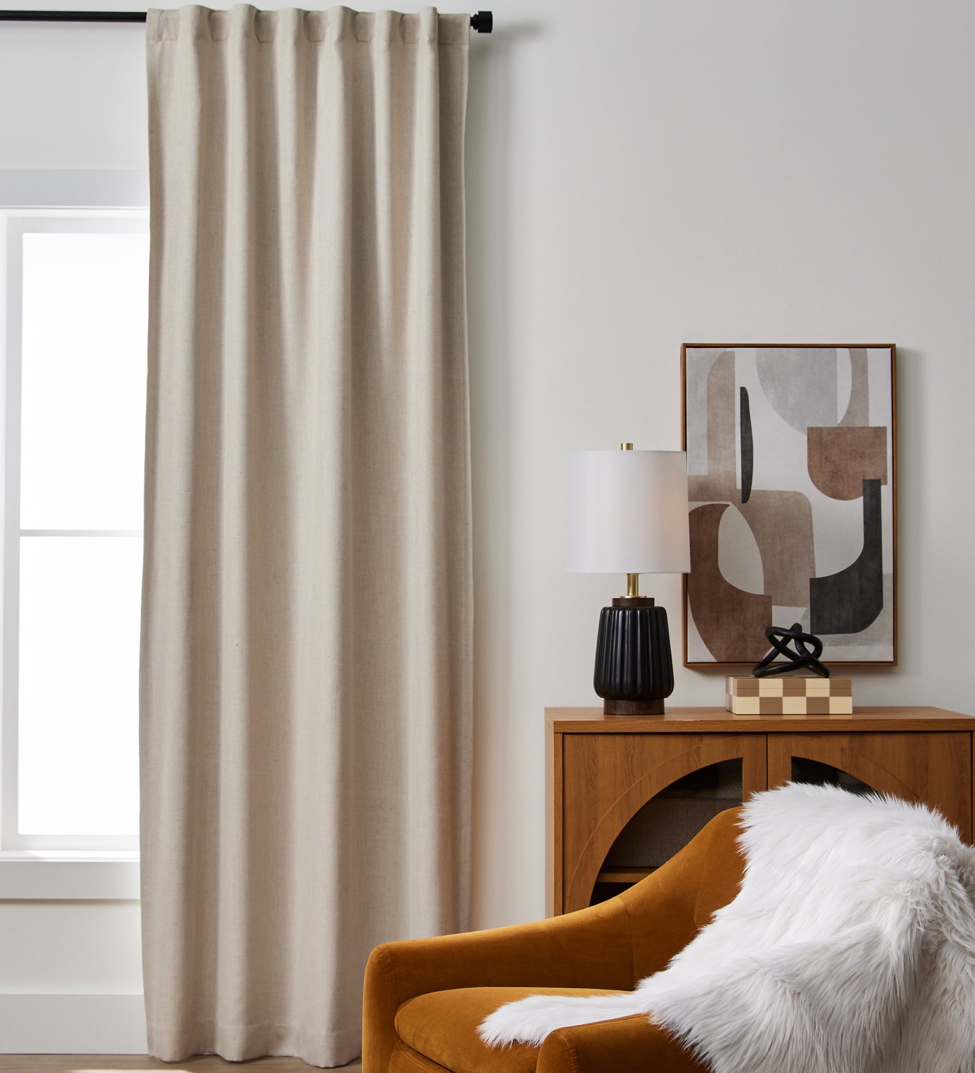 Better Homes & Gardens 100% Blackout Linen Blend Single Curtain, 50x84, Dark Cilantro