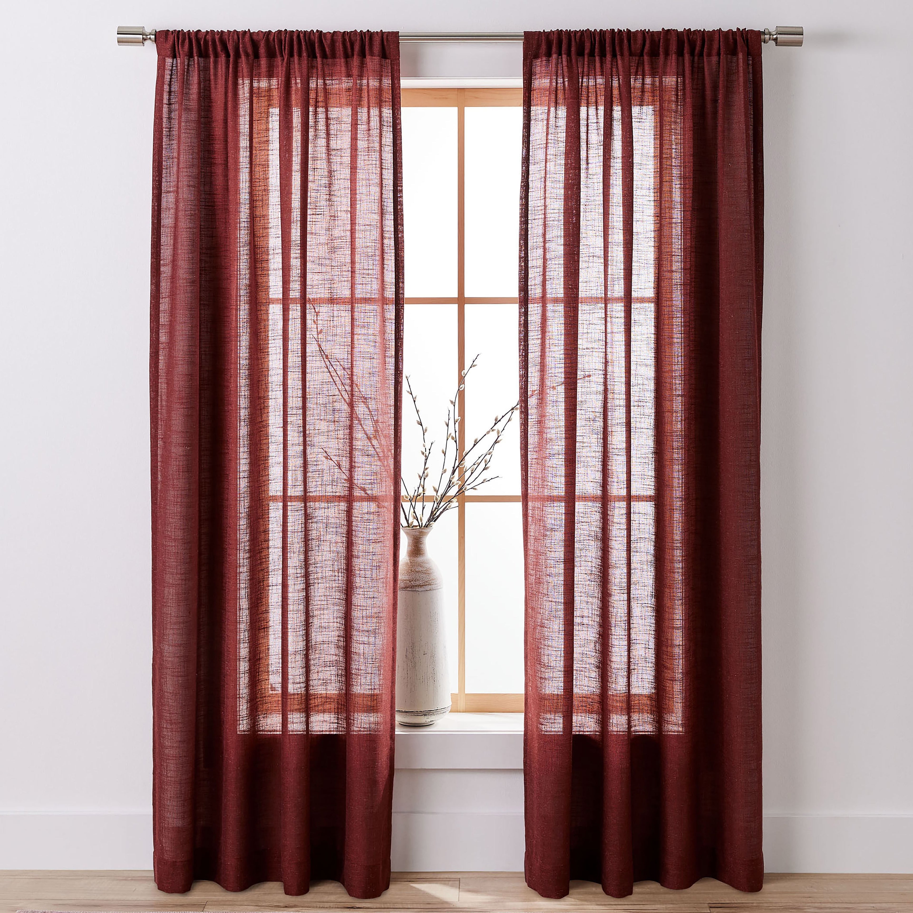 Better Homes & Gardens 100% Blackout Linen Blend Single Curtain, 50x84, Dark Cilantro