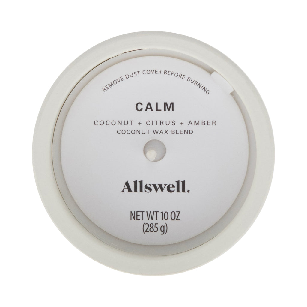 Allswell Calm Scented Ceramic Jar Spa Candle 10 oz., Coconut & Citrus & Amber, White