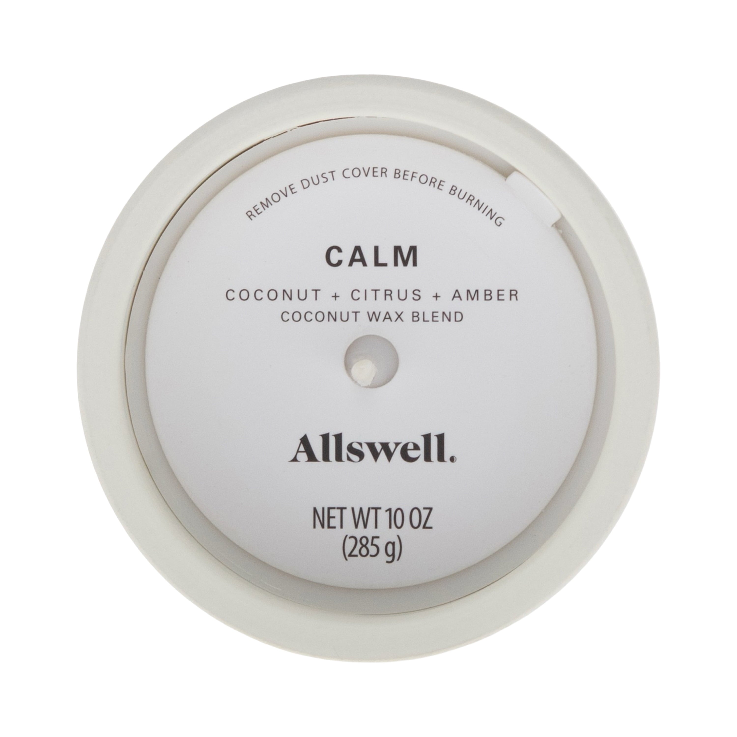 Allswell Calm Scented Ceramic Jar Spa Candle 10 oz., Coconut & Citrus & Amber, White