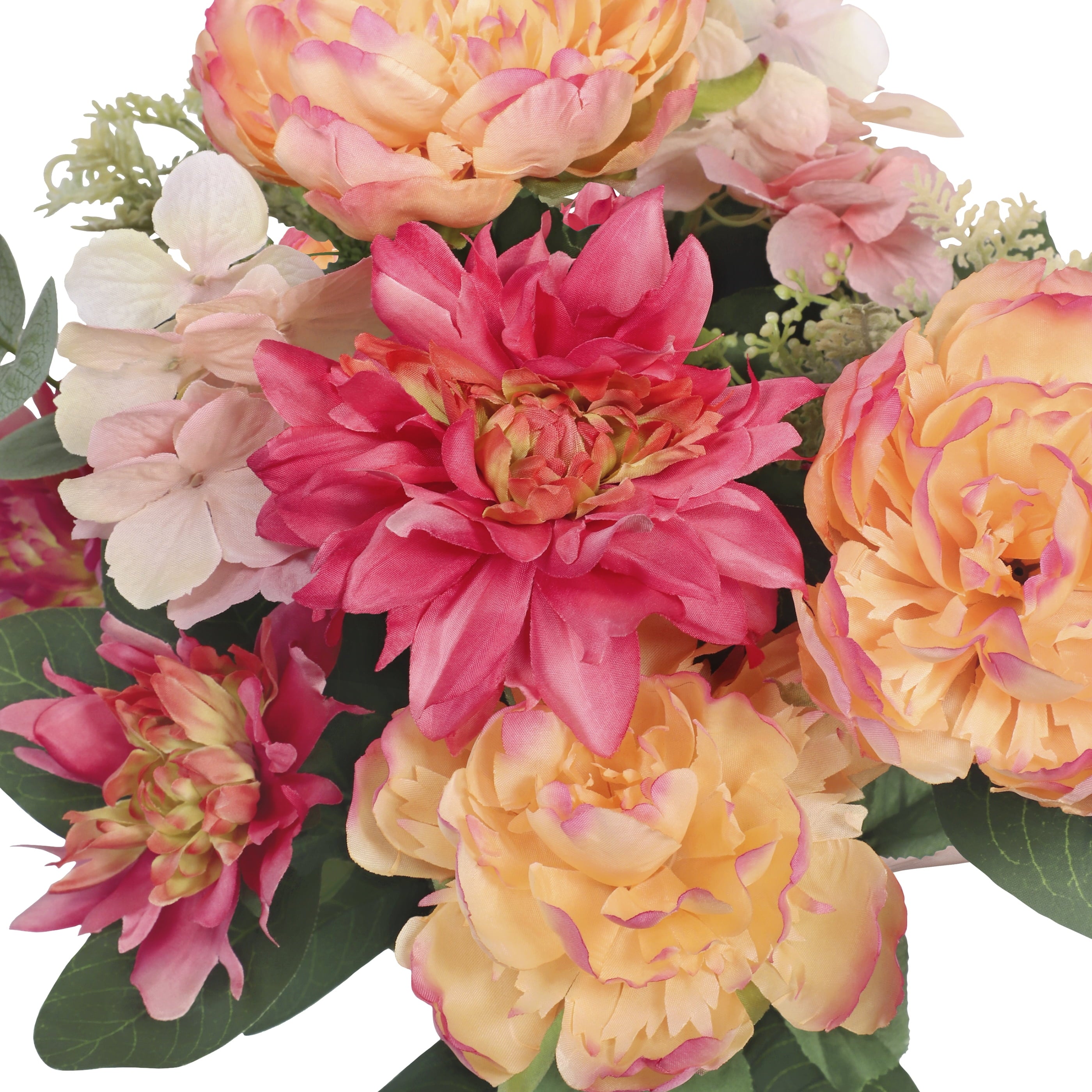 23-inch Artificial Silk Peach Peony & Dahlia Mixed Flower Bouquet, for Indoor Use, by Mainstays