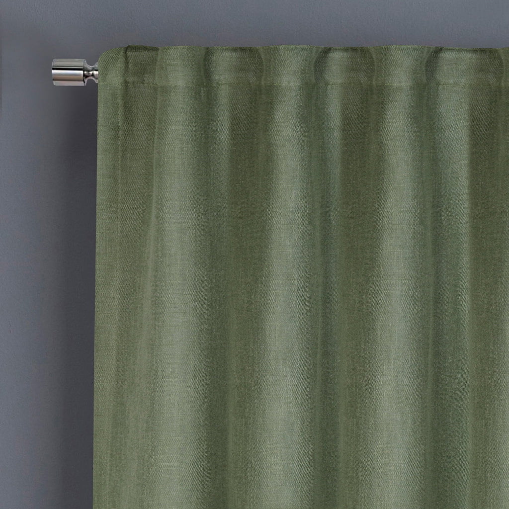 Better Homes & Gardens 100% Blackout Linen Blend Single Curtain, 50x84, Dark Cilantro