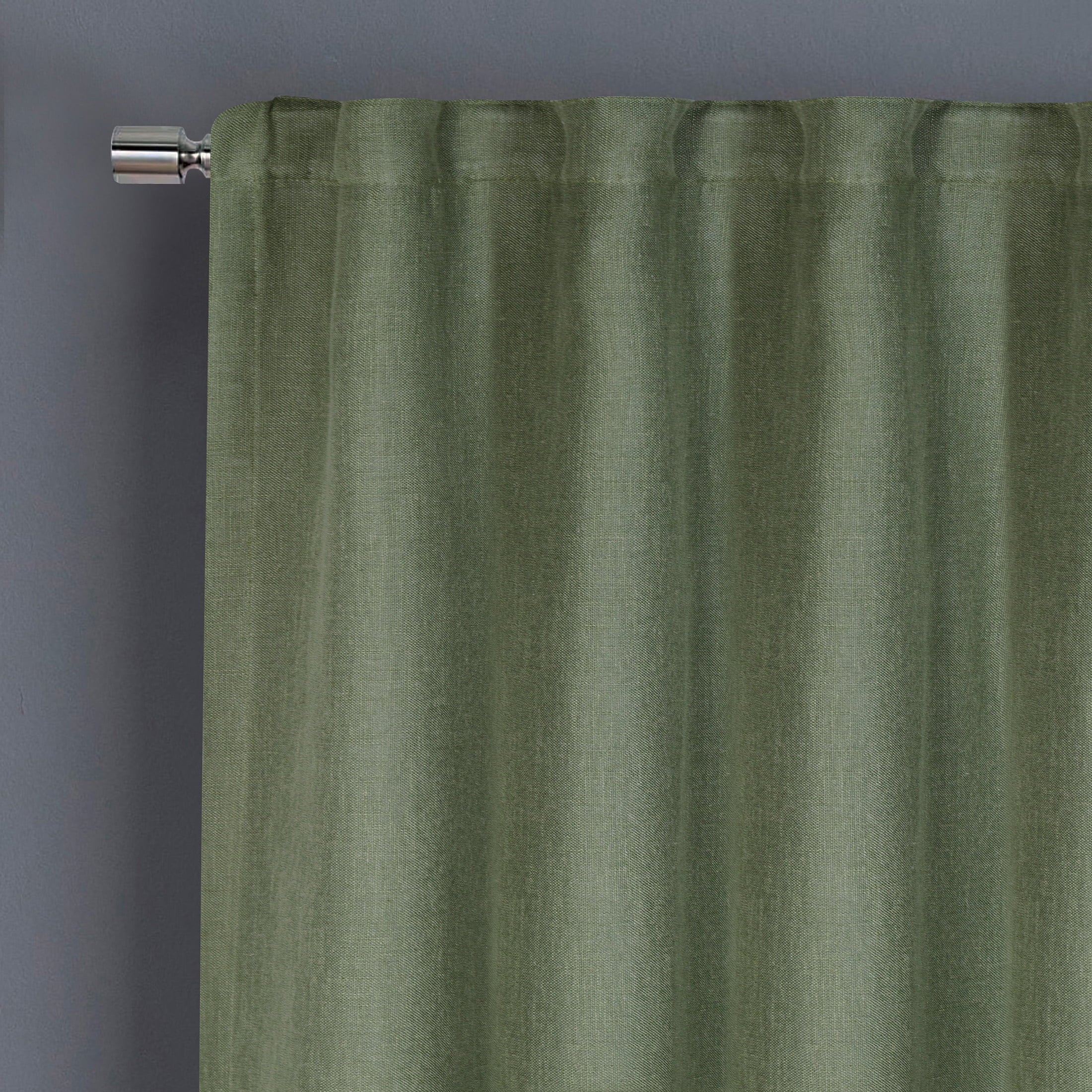 Better Homes & Gardens 100% Blackout Linen Blend Single Curtain, 50x84, Dark Cilantro